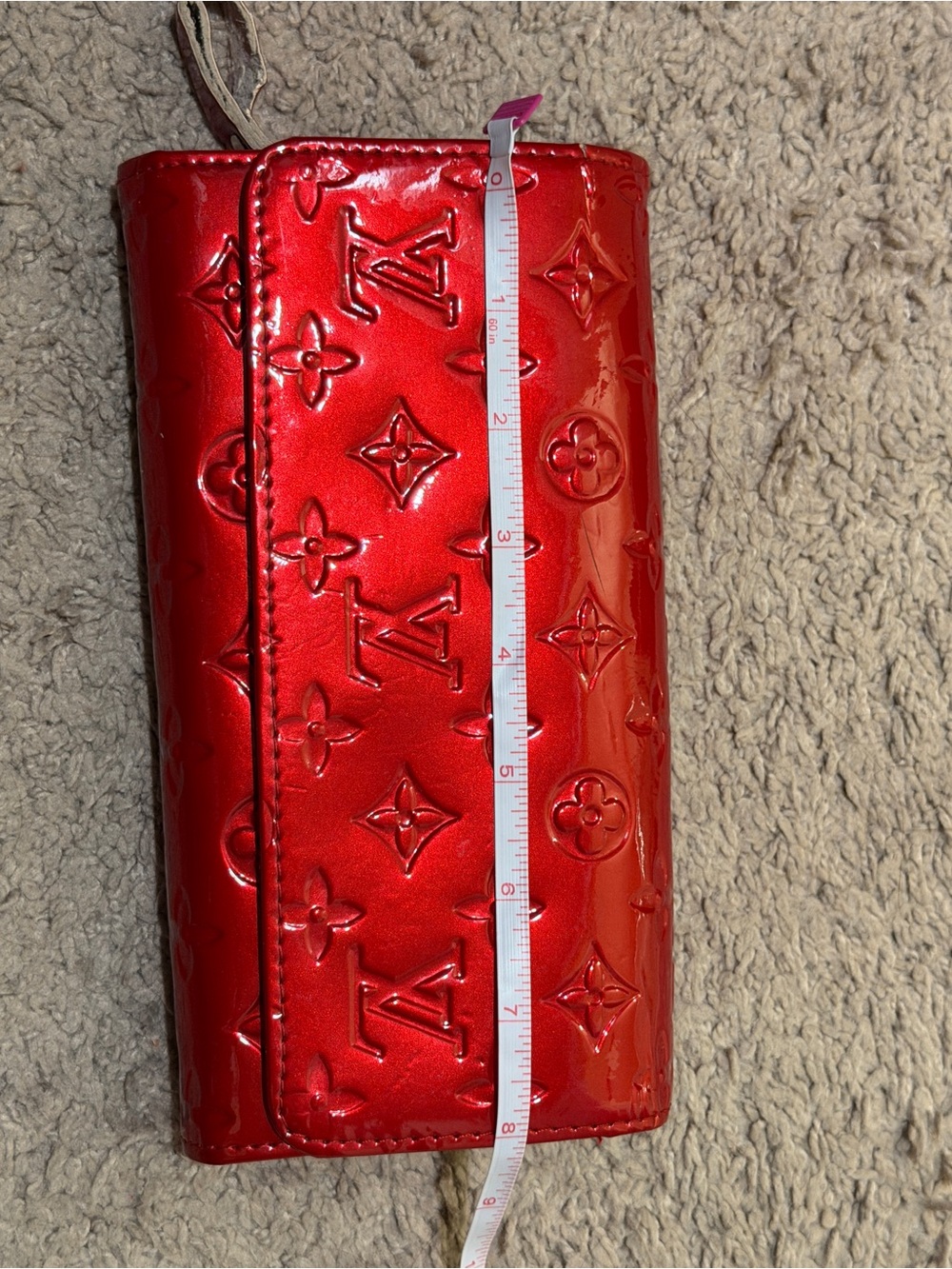 Louis Vuitton Red Patent Vernis Monogram Clutch Wallet
